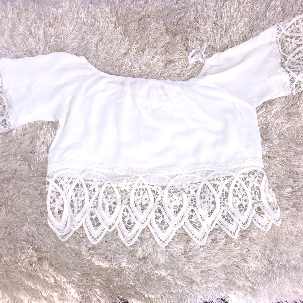 Off the shoulder white top